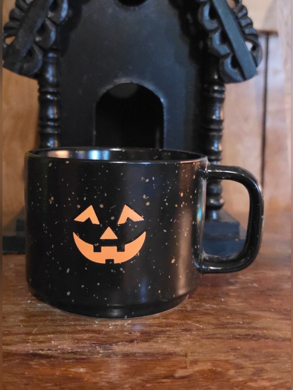 Black Halloween Jack-O'-Lantern Speckled Mug